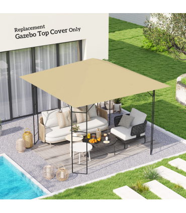 Outsunny 3 x 3(m) Gazebo Canopy Replacement Cover with Drain Holes, Beige