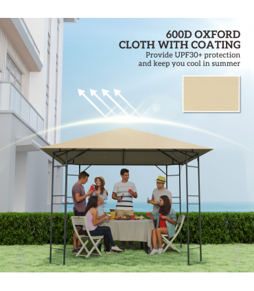 Outsunny 3 x 3(m) Gazebo Canopy Replacement Cover with Drain Holes, Beige
