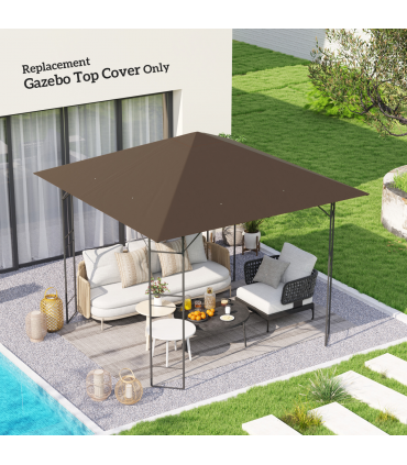 Outsunny 3 x 3(m) Gazebo Canopy Replacement Cover with Drain Holes, Brown