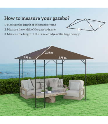 Outsunny 3 x 3(m) Gazebo Canopy Replacement Cover with Drain Holes, Brown