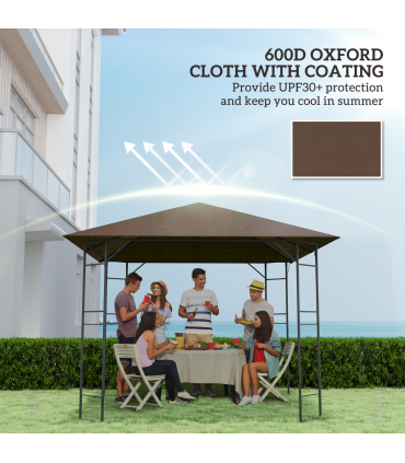 Outsunny 3 x 3(m) Gazebo Canopy Replacement Cover with Drain Holes, Brown
