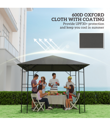 Outsunny 3 x 3(m) Gazebo Canopy Replacement Cover with Drain Holes, Grey