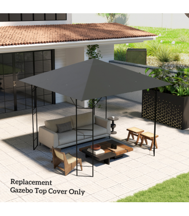 Outsunny 3 x 3(m) Gazebo Canopy Replacement Cover with Drain Holes, Grey
