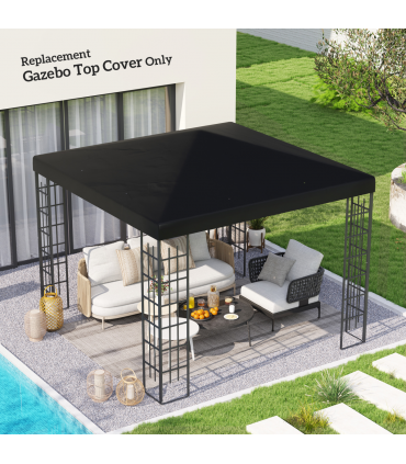 Outsunny 3 x 3(m) Gazebo Canopy Replacement Cover, UPF30+, Black