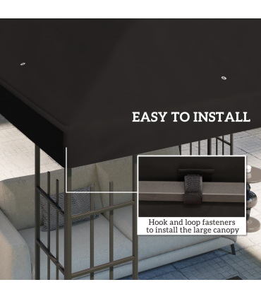 Outsunny 3 x 3(m) Gazebo Canopy Replacement Cover, UPF30+, Black