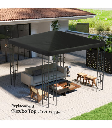 Outsunny 3 x 3(m) Gazebo Canopy Replacement Cover, UPF30+, Black