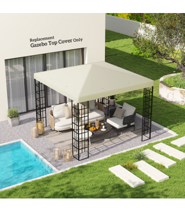 Outsunny 3 x 3(m) Gazebo Canopy Replacement Cover, UPF30+, Cream White