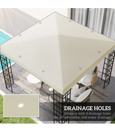Outsunny 3 x 3(m) Gazebo Canopy Replacement Cover, UPF30+, Cream White