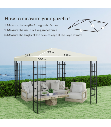 Outsunny 3 x 3(m) Gazebo Canopy Replacement Cover, UPF30+, Cream White