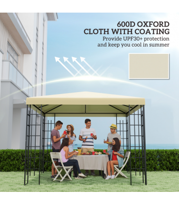 Outsunny 3 x 3(m) Gazebo Canopy Replacement Cover, UPF30+, Cream White