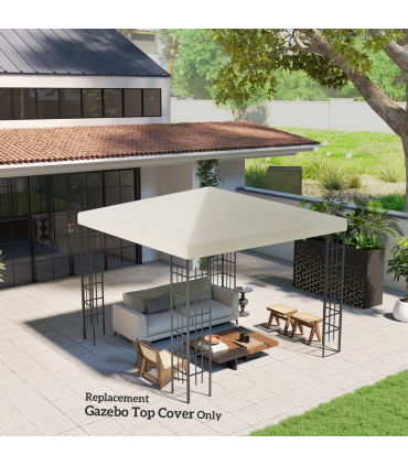 Outsunny 3 x 3(m) Gazebo Canopy Replacement Cover, UPF30+, Cream White