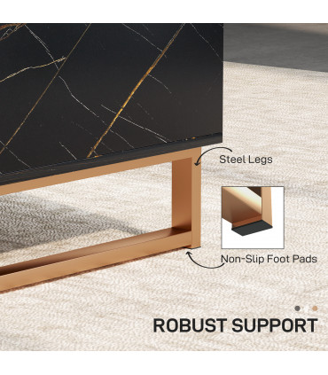 HOMCOM Coffee Table, Living Room Table with Drawer and Open Shelves, Black