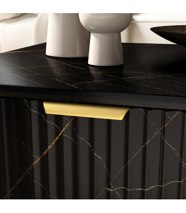 HOMCOM Coffee Table, Living Room Table with Drawer and Open Shelves, Black