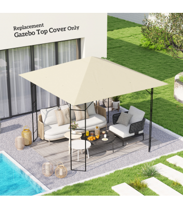 Outsunny 3 x 3(m) Gazebo Canopy Replacement Cover, UPF30+, Cream White
