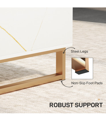 HOMCOM Coffee Table, Living Room Table with Drawer and Open Shelves, White