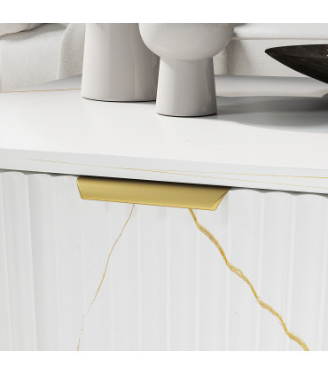 HOMCOM Coffee Table, Living Room Table with Drawer and Open Shelves, White