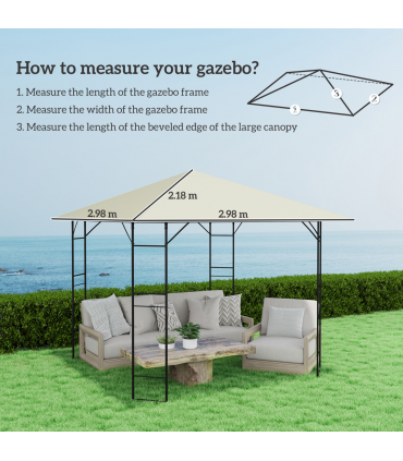 Outsunny 3 x 3(m) Gazebo Canopy Replacement Cover, UPF30+, Cream White