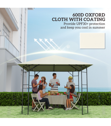 Outsunny 3 x 3(m) Gazebo Canopy Replacement Cover, UPF30+, Cream White