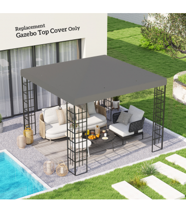 Outsunny 3 x 3(m) Gazebo Canopy Replacement Cover, UPF30+, Grey