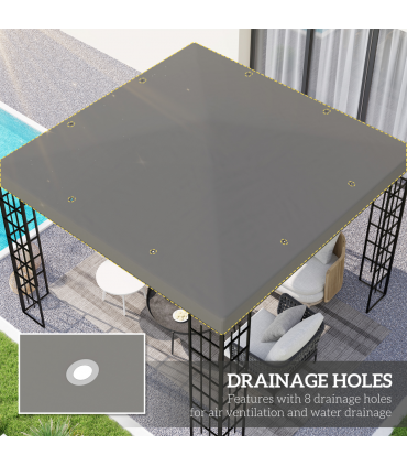 Outsunny 3 x 3(m) Gazebo Canopy Replacement Cover, UPF30+, Grey