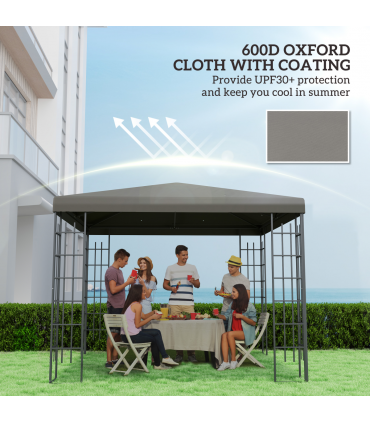 Outsunny 3 x 3(m) Gazebo Canopy Replacement Cover, UPF30+, Grey