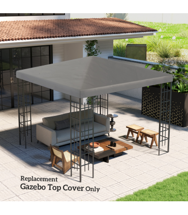 Outsunny 3 x 3(m) Gazebo Canopy Replacement Cover, UPF30+, Grey