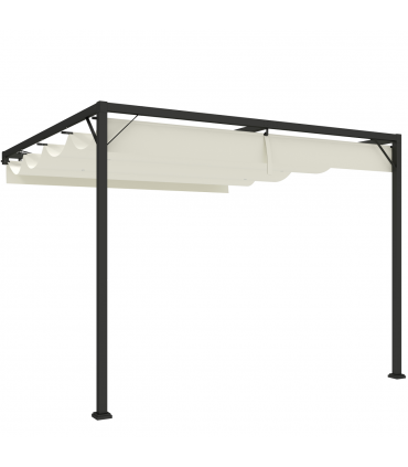 Outsunny 3 x 3(m) Outdoor Pergola Retractable Canopy Wall Mounted, Cream