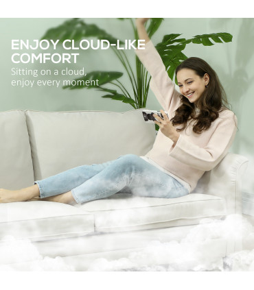 HOMCOM Modern 3 Seater Sofa for Living Room, Fabric Couch Settee, Cream