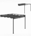 Outsunny 3 x 3(m) Outdoor Pergola Retractable Canopy Wall Mounted, Grey