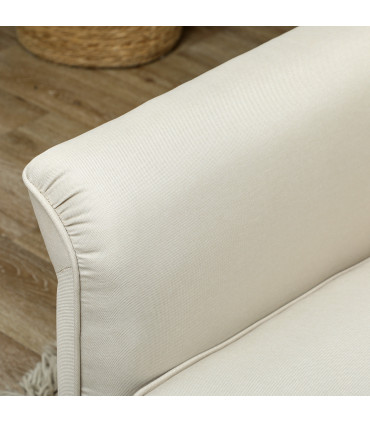 HOMCOM Modern 3 Seater Sofa for Living Room, Fabric Couch Settee, Cream