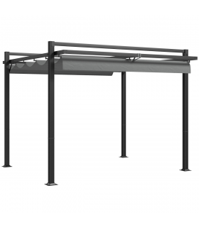 Outsunny 3 x 3(m) Pergola with Retractable Roof and Aluminium Frame, Grey