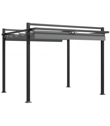 Outsunny 3 x 3(m) Pergola with Retractable Roof and Aluminium Frame, Grey