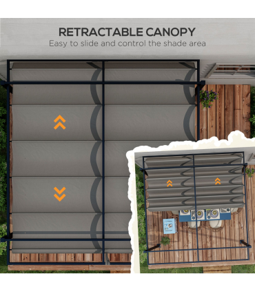 Outsunny 3 x 3(m) Pergola with Retractable Roof and Aluminium Frame, Grey