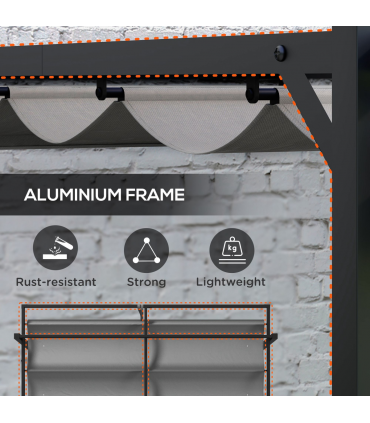 Outsunny 3 x 3(m) Pergola with Retractable Roof and Aluminium Frame, Grey
