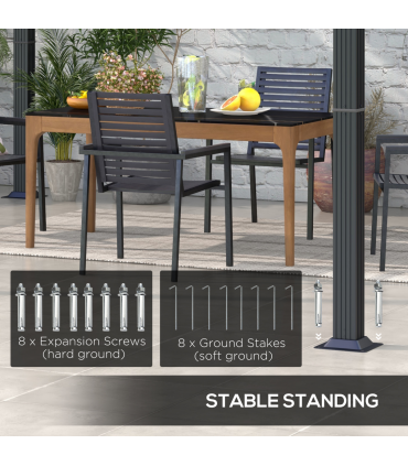 Outsunny 3 x 3(m) Pergola with Retractable Roof and Aluminium Frame, Grey