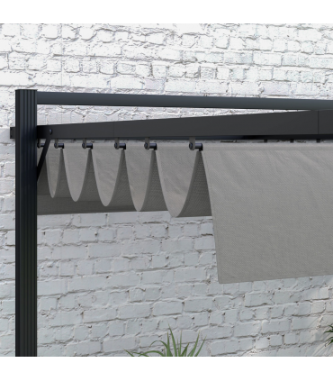 Outsunny 3 x 3(m) Pergola with Retractable Roof and Aluminium Frame, Grey