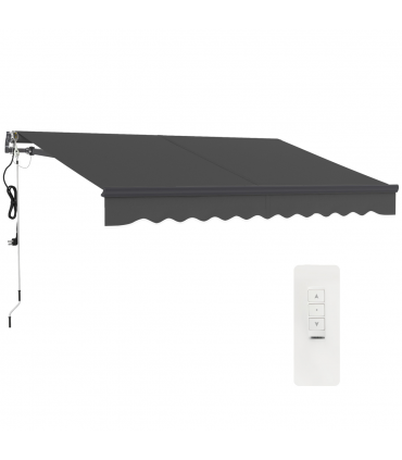 Outsunny 3 x 2.5m Electric Retractable Awning w/ Aluminium Frame Dark Grey