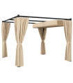 Outsunny 3 x 3(m) Pergola with Retractable Roof and Curtains, Beige