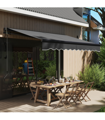 Outsunny 3 x 2.5m Electric Retractable Awning w/ Aluminium Frame Dark Grey