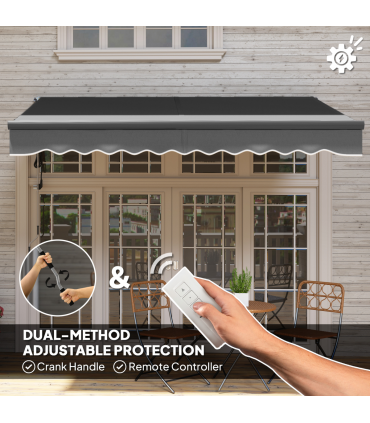 Outsunny 3 x 2.5m Electric Retractable Awning w/ Aluminium Frame Dark Grey