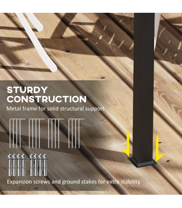 Outsunny 3 x 3(m) Pergola with Retractable Roof and Curtains, Beige