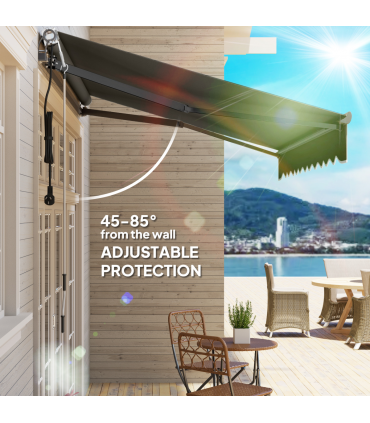 Outsunny 3 x 2.5m Electric Retractable Awning w/ Aluminium Frame Dark Grey