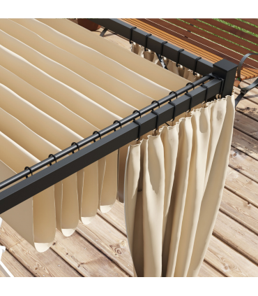 Outsunny 3 x 3(m) Pergola with Retractable Roof and Curtains, Beige