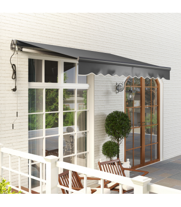 Outsunny 3 x 2.5m Electric Retractable Awning w/ Aluminium Frame Dark Grey
