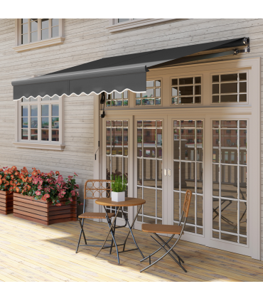 Outsunny 3 x 2.5m Electric Retractable Awning w/ Aluminium Frame Dark Grey