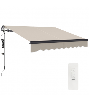 Outsunny 2.5 x 2m Electric Retractable Awning w/ Aluminium Frame Beige