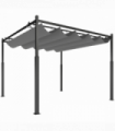 Outsunny 3 x 3(m) Pergola with Retractable Roof, 80mm Metal Column, Grey