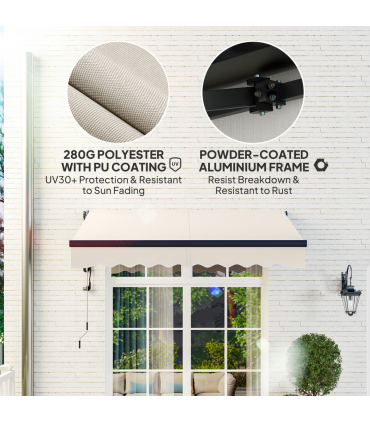 Outsunny 2.5 x 2m Electric Retractable Awning w/ Aluminium Frame Beige