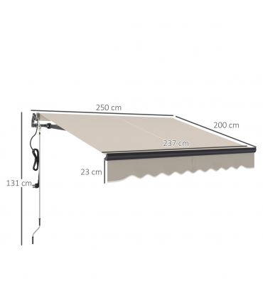 Outsunny 2.5 x 2m Electric Retractable Awning w/ Aluminium Frame Beige