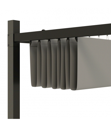 Outsunny 3 x 3(m) Pergola with Retractable Roof, 80mm Metal Column, Grey